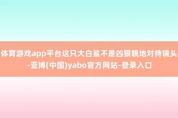 体育游戏app平台这只大白鲨不是凶狠貌地对待镜头-亚博(中国)yabo官方网站-登录入口
