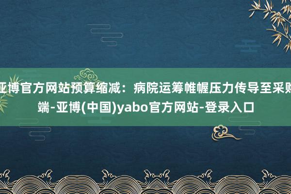 亚博官方网站预算缩减：病院运筹帷幄压力传导至采购端-亚博(中国)yabo官方网站-登录入口