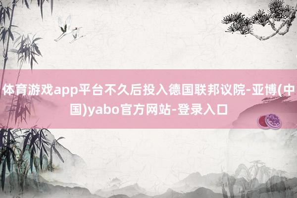 体育游戏app平台不久后投入德国联邦议院-亚博(中国)yabo官方网站-登录入口