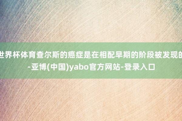 世界杯体育查尔斯的癌症是在相配早期的阶段被发现的-亚博(中国)yabo官方网站-登录入口