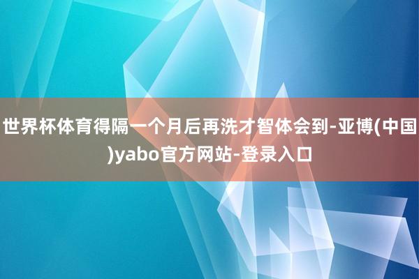 世界杯体育得隔一个月后再洗才智体会到-亚博(中国)yabo官方网站-登录入口