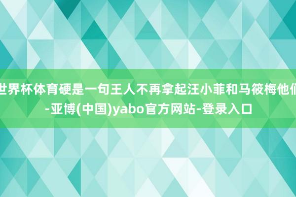 世界杯体育硬是一句王人不再拿起汪小菲和马筱梅他们-亚博(中国)yabo官方网站-登录入口