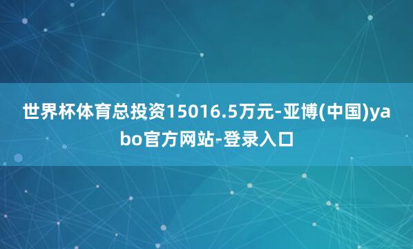 世界杯体育总投资15016.5万元-亚博(中国)yabo官方网站-登录入口