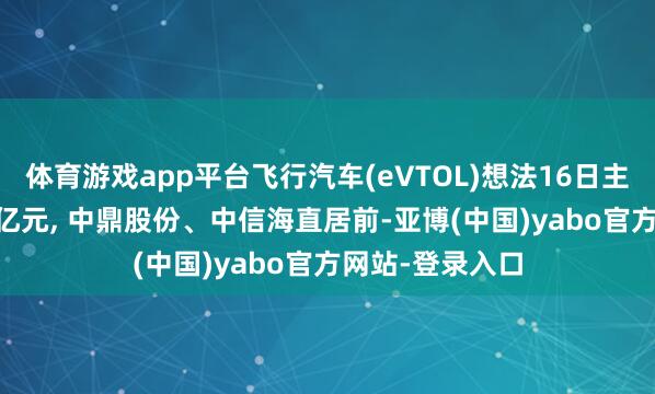 体育游戏app平台飞行汽车(eVTOL)想法16日主力净流入3.22亿元, 中鼎股份、中信海直居前-亚博(中国)yabo官方网站-登录入口
