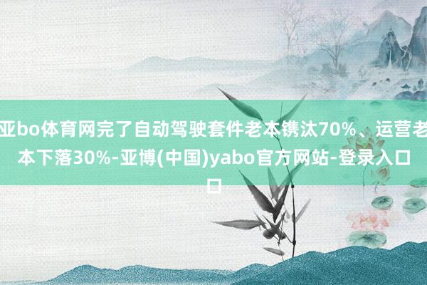 亚bo体育网完了自动驾驶套件老本镌汰70%、运营老本下落30%-亚博(中国)yabo官方网站-登录入口