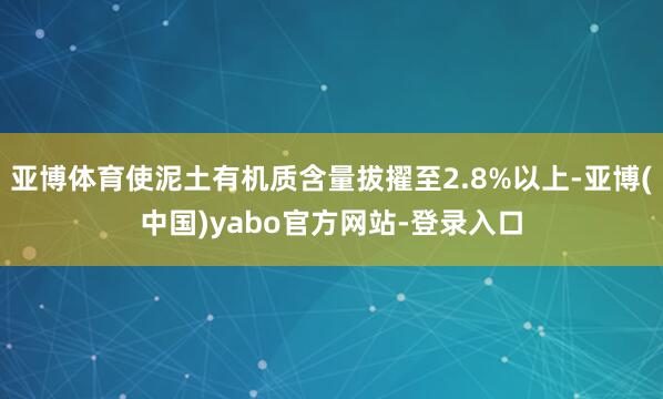 亚博体育使泥土有机质含量拔擢至2.8%以上-亚博(中国)yabo官方网站-登录入口